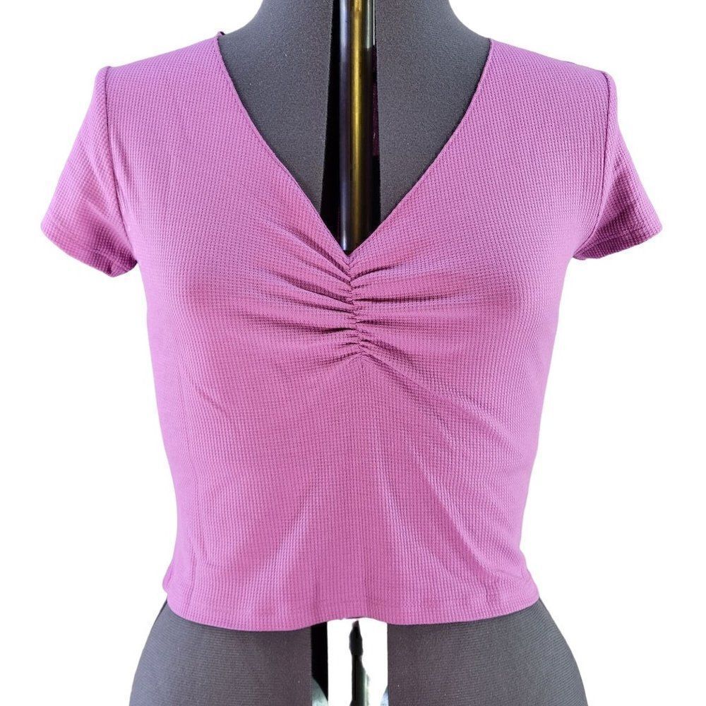 Wild Fable Pink Cinch Front Thermal Baby T-Shirt Sz L